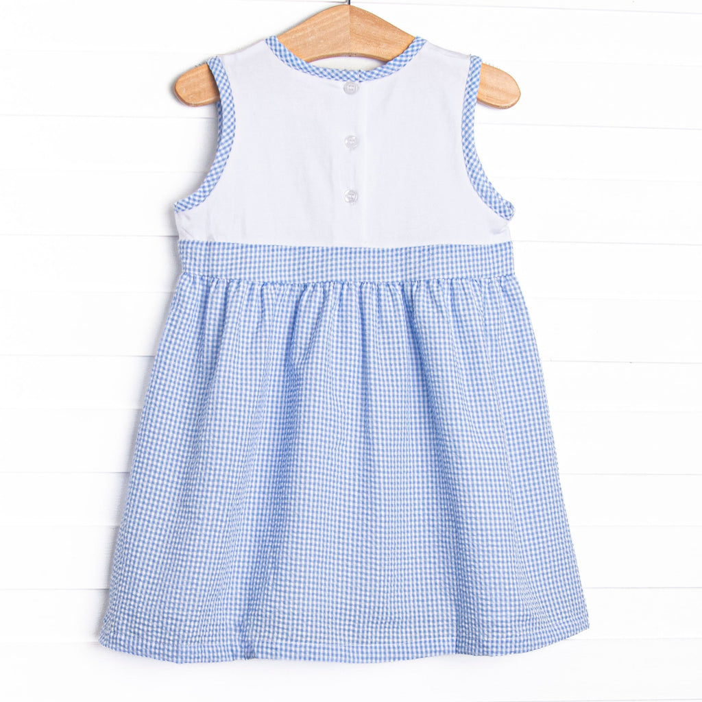Anything is Popsicle Applique Dress, Blue Gingham