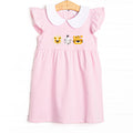 Savanna Stripes Embroidered Dress, Pink