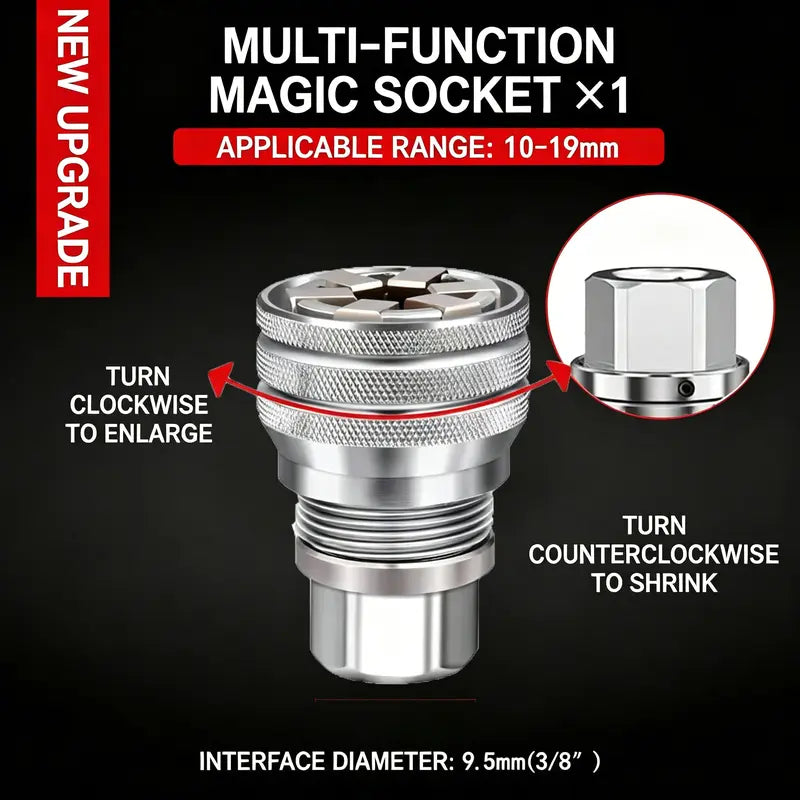 Multi-Function Universal Socket Wrench Tool - Universal Maintenance Tool, Adjustable Universal Socket Wrench, Universal Socket Tool for 3/8 Drive Ratchet Torque Wrench & Power Drill