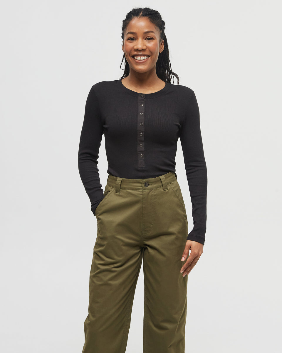 Rib Snap Placket Henley