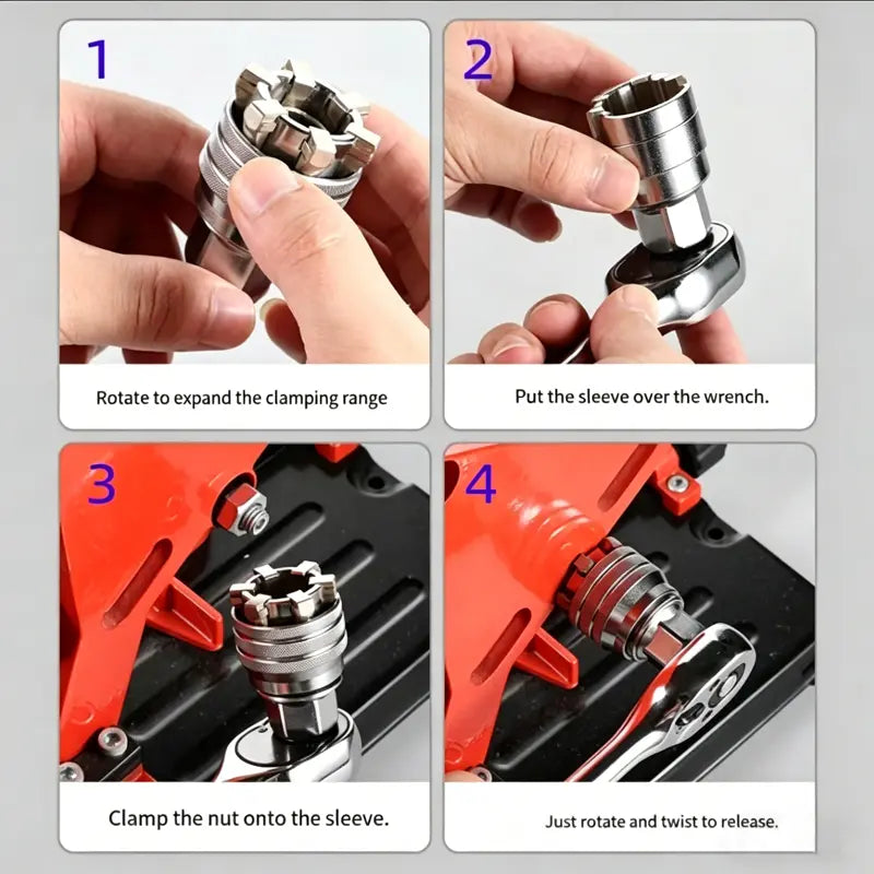 Multi-Function Universal Socket Wrench Tool - Universal Maintenance Tool, Adjustable Universal Socket Wrench, Universal Socket Tool for 3/8 Drive Ratchet Torque Wrench & Power Drill